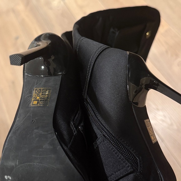 Jeffrey Campbell Pocketed Black Satin Stiletto Heel Embellished Pointed Boot - Picture 4 of 4